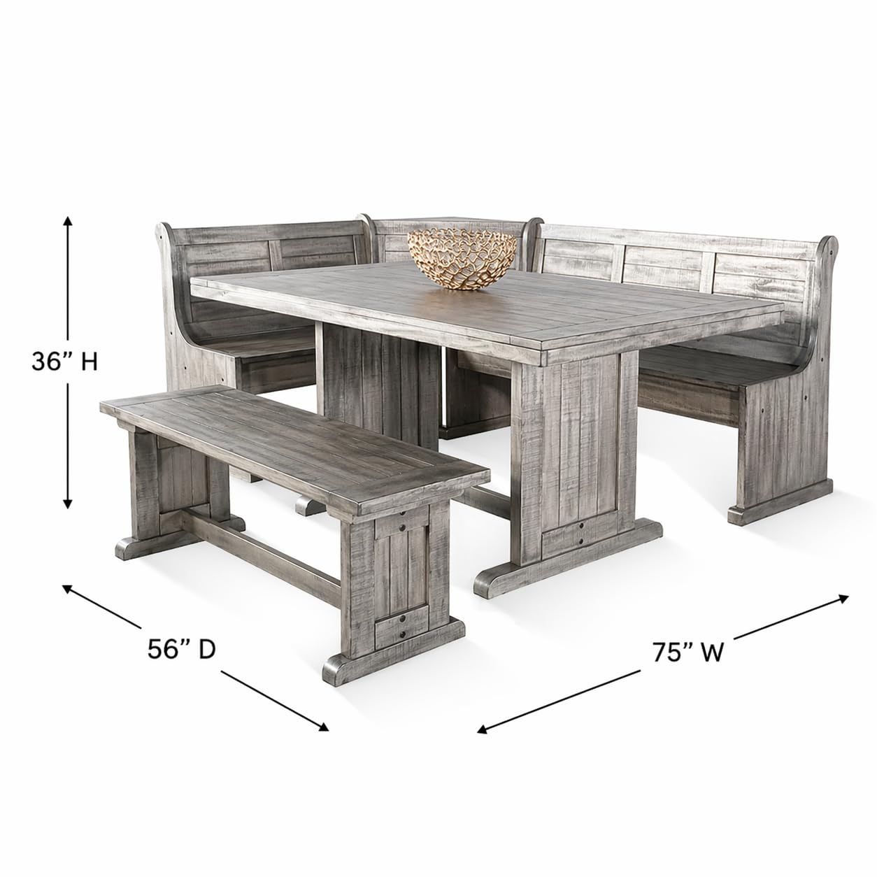 Amazon.com: Pemberly Row 4-Pieces Dining Set Wood, Rectangular in